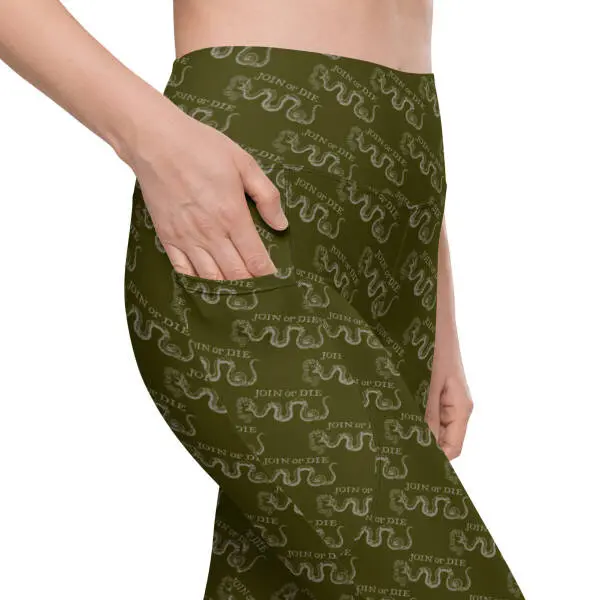 Join Or Die Women's Pocket Leggings (Army) - Image 4